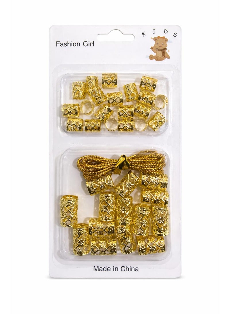 45 pieces of gold hair and hijab accessory rings and gold rope for hair decoration - Image 2